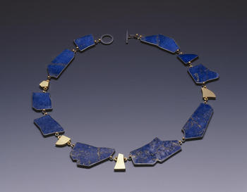 Suzan Rezac. Necklace: lapis lazuli, oxidized silver, 18K gold